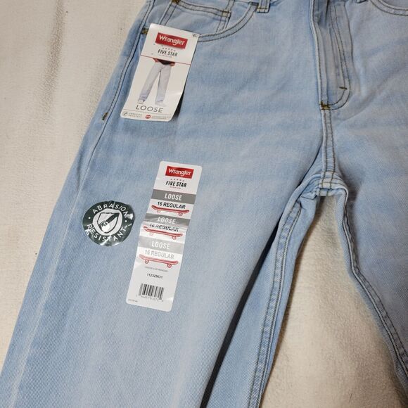 Wrangler Jeans Boys Loose Blue Sz 16 Regular Denim Pant Kid School Skater 5 Star - Picture 9 of 14